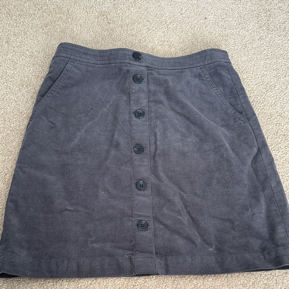 J. Crew Charcoal Button-Front A-Line Skirt